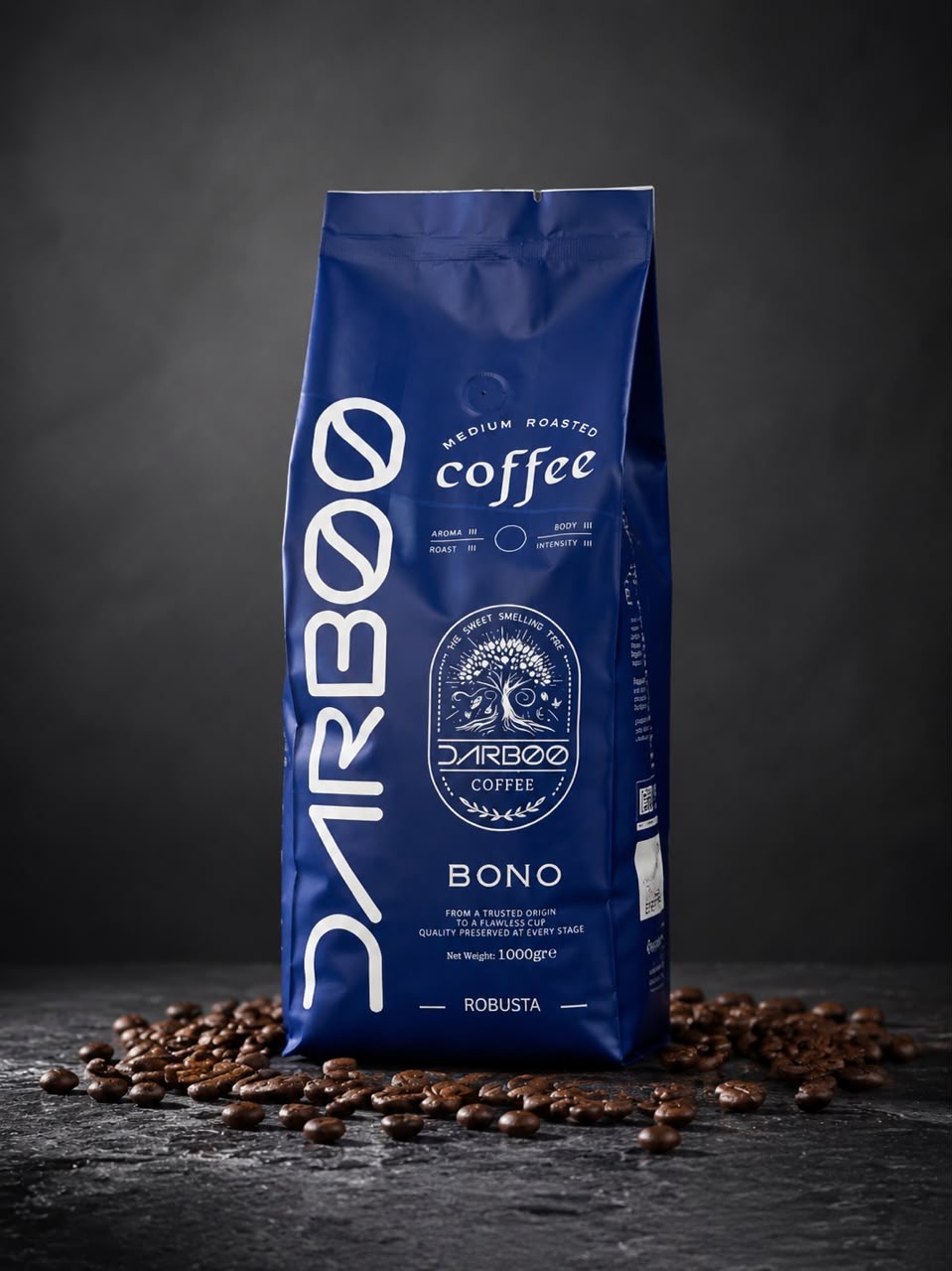 دانه قهوه 30% عربیکا 70% روبوستا BONO داربو  - 1000 گرم