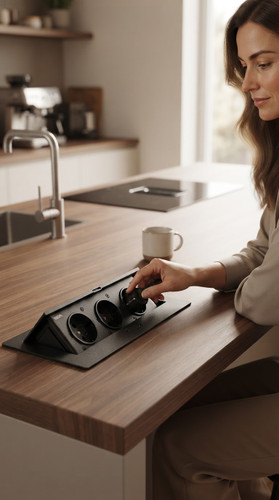 پریز توکار کابینتی سه سوکت برند TISA رنگ مشکی