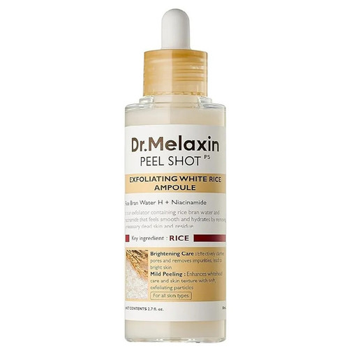 سرم درخشان کننده و لایه بردار ملایم پوست دکتر ملاکسین مدل Peel Shot Exfoliating White Rice مناسب برای انواع پوست حجم 80 میلی لیتر